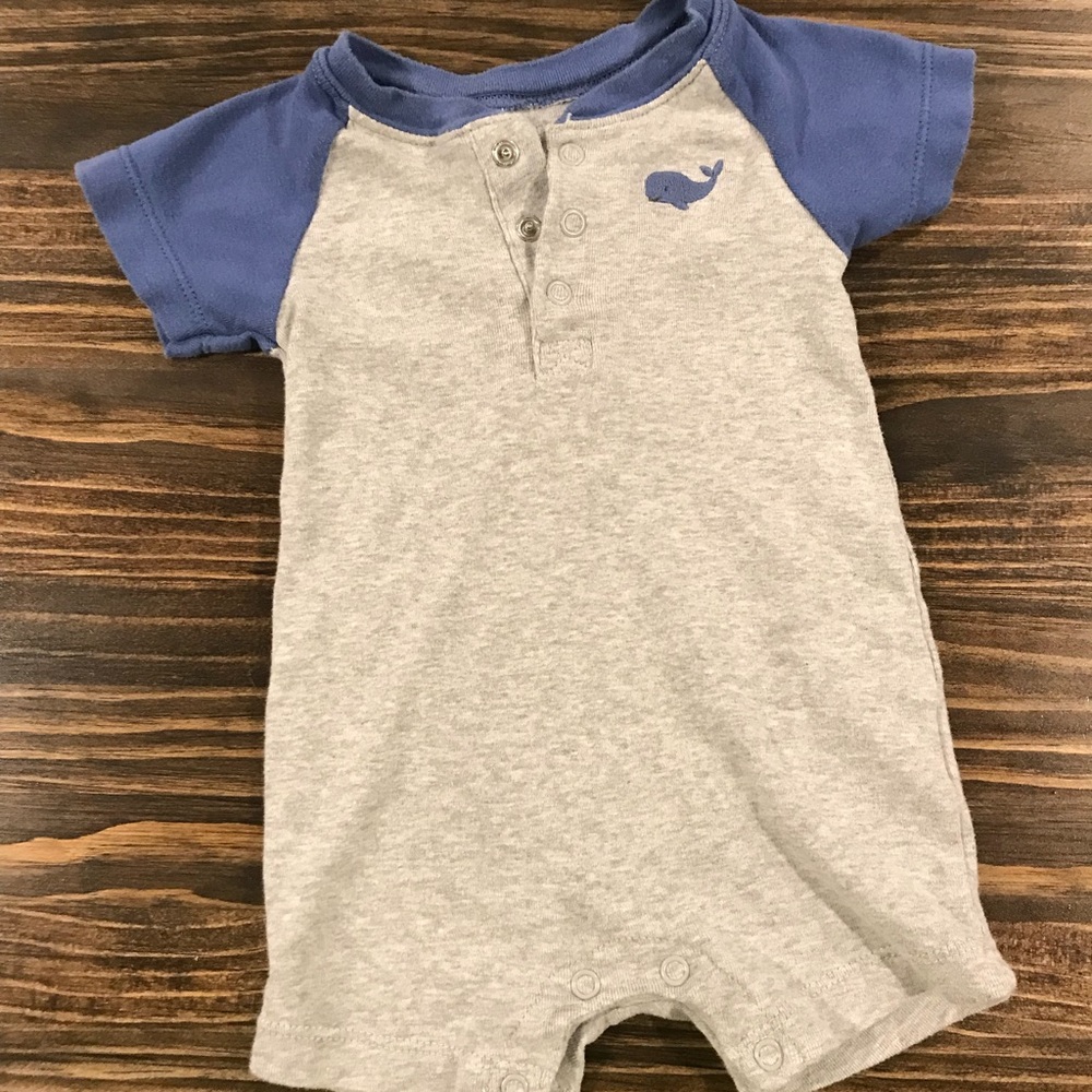 3 Month Grey Short Romper With Whale